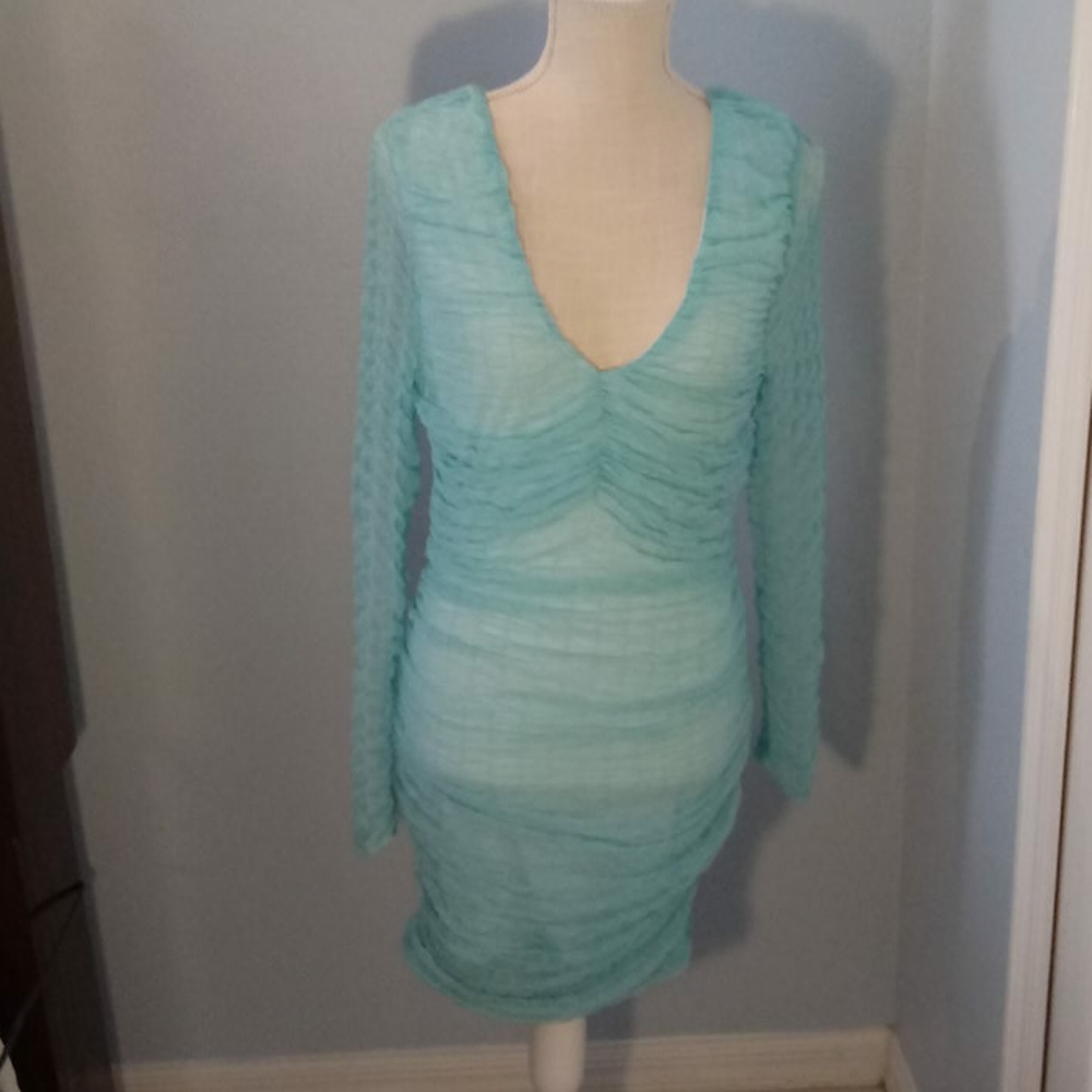Fashion Nova mint mesh mini dress